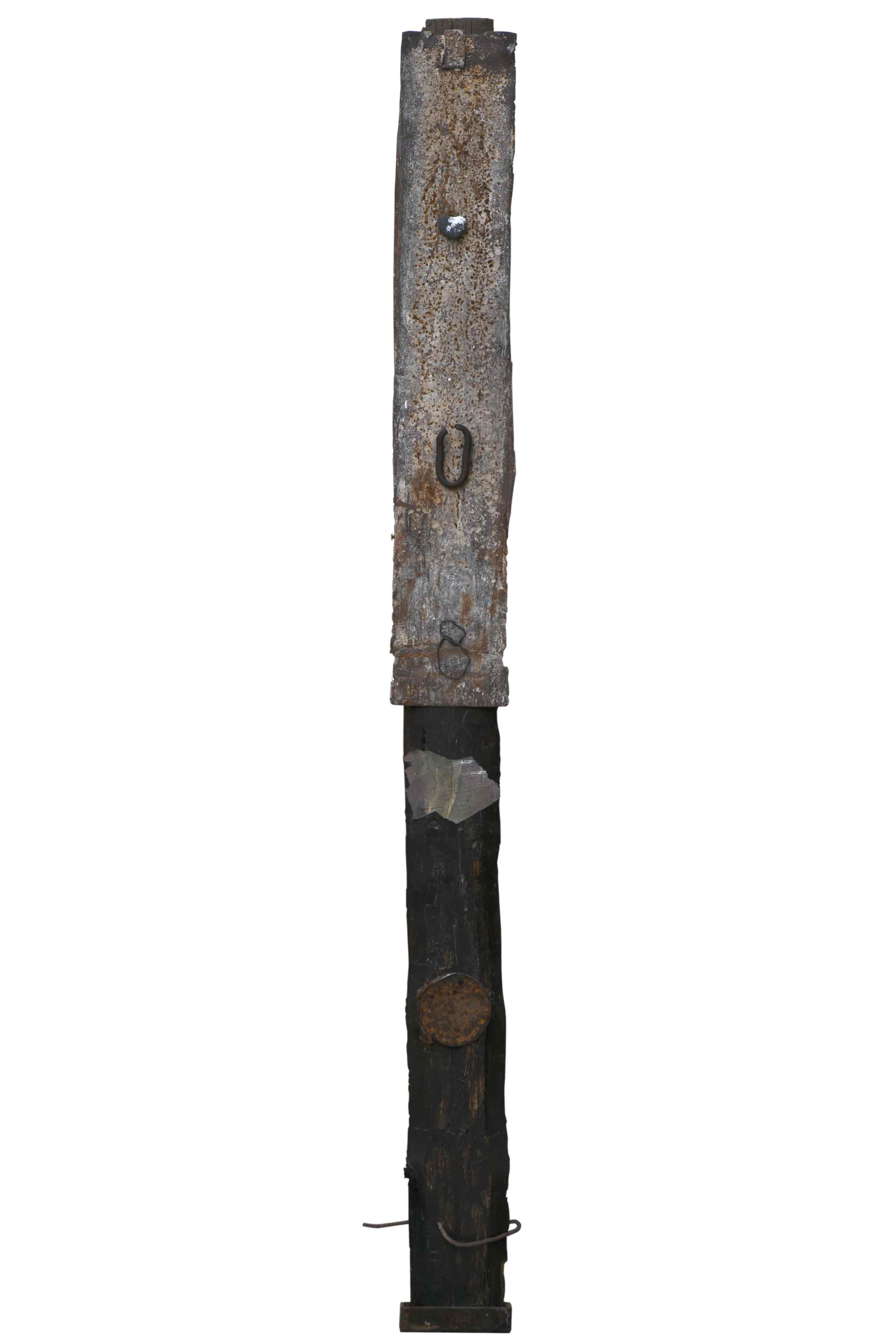 Stele n°3, ferro corroso su legno, 198x18, 2007