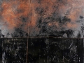 Contaminazioni, 2011, ferro corroso e combusto su tavola, 100x120