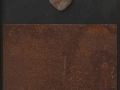 Il dialogo del visibile, ferro corroso, sasso su tavola, 132x37, 2001