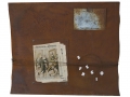 Nello spazio e nel tempo, ferro corroso, giornale e gesso, 120x100, 2013