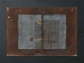 Oltre il segno, ferro corroso, grafica sperimentale su carta a mano su tavola, 120x100, 1998