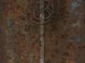 Stele n°5, ferro corroso su tavola, 193x36, 1998