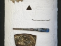 Senza titolo, 2016, grafica, ferro combusto e pennello inseriti in scatola di legno, 30x40