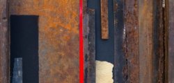 Vecchi ricordi, 95x75, ferro, grafica, matita, spatola, su legno, 2017