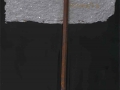 Stele n°2, ferro, grafica sperimentale su carta a mano, su tavola, 175x40, 2002