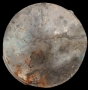 Evoluzione della materia 2, ferro combusto su tavola con copertura in plexiglas, 65x65, 2010